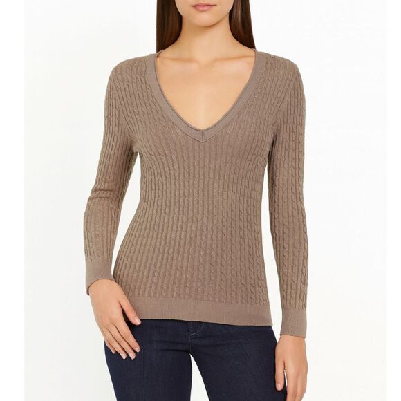 New York & Company Sweaters - New York & Company Women's brown cable knit elbow Sleeve sweater size Xs office